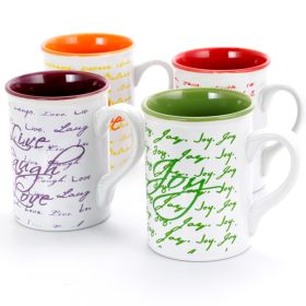 Gibson Inspirational Words 16 oz Mug 4 Assorted Designs