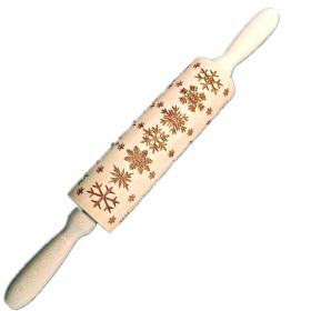 Wooden Christmas Rolling Pins Rock Snowflake Elk Embossing Baking Tool Cookies Biscuit Fondant Cake Patterned Roller (Color: O- Snowflake)